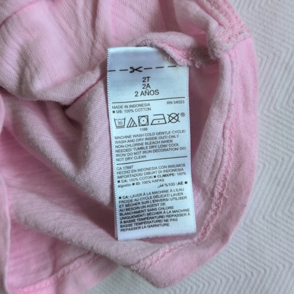 old navy pink girl power graphic cotton long sleeve tie hem shirt 2T girls - Picture 6 of 8